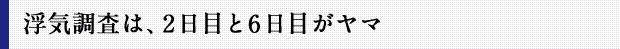 浮気調査は、2 日目と6 日目がヤマ